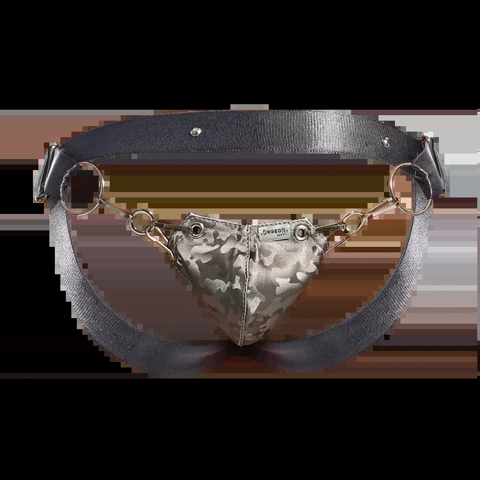 Male Basics Dngeon Snap Ring Mounted Penis Cup Jockstrap Titanium Camo One Size