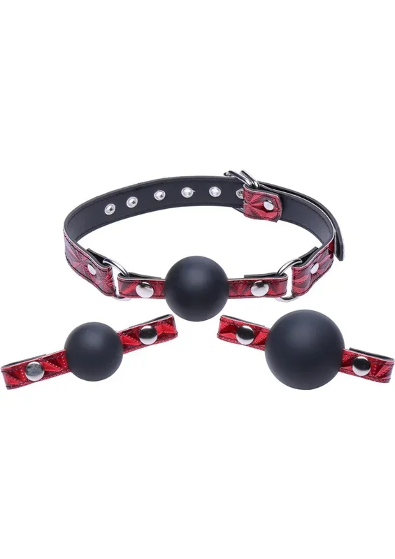 Master Series – Crimson Connect Triad Interchangeable Silicone Ball Gag