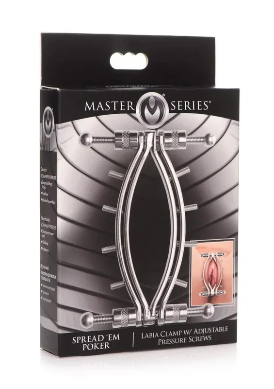Master Series Spread ‘Em Poker Stainless Steel Labia Clamp with Adjustable Pressure Screws