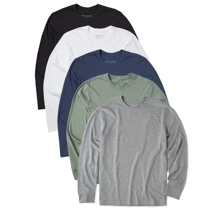 Men’s Solid 5-Pack Long Sleeve Crusher Tee Multi 2