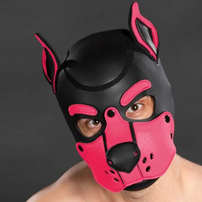Mr S Leather Neoprene K9 Puppy Hood Black Pink