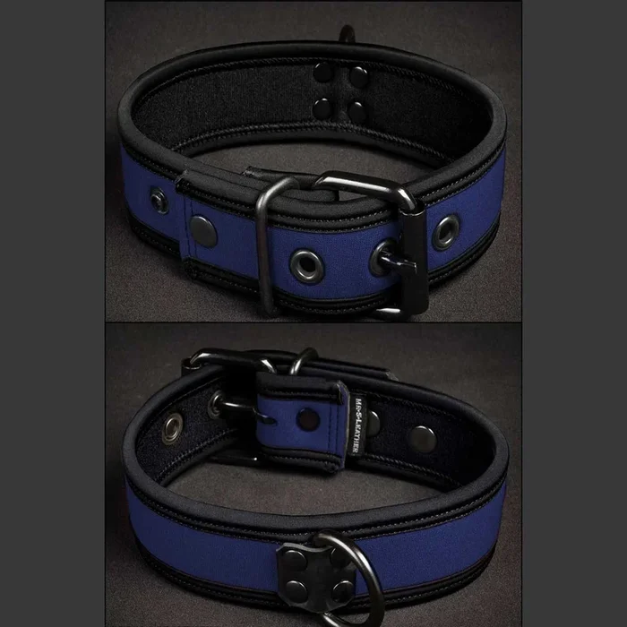 Mr S Leather Neoprene Puppy Collar Navy Black