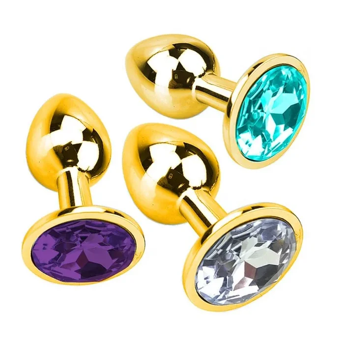 Multi Color Jewel Golden Stainless steel Plug