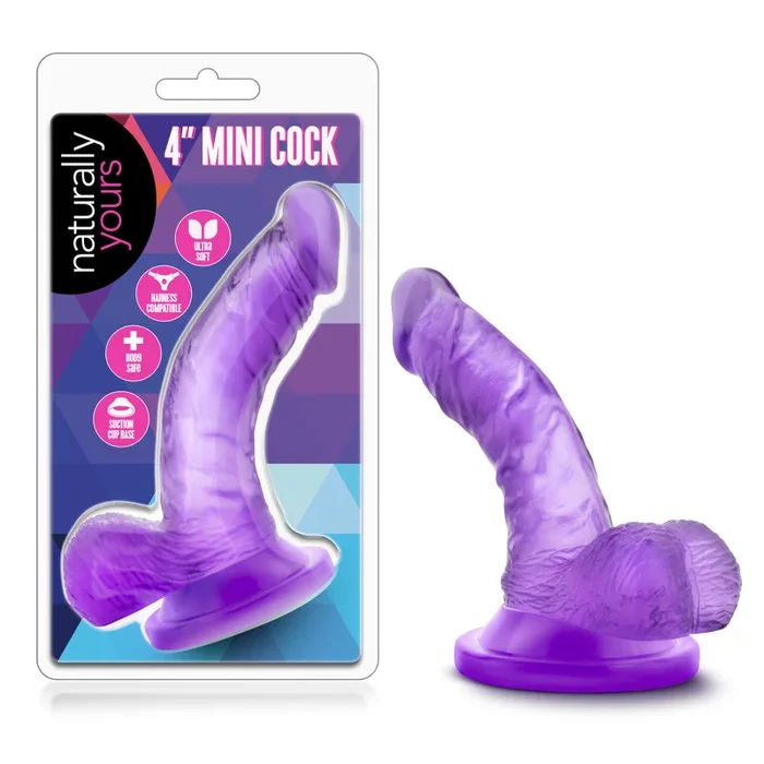 Naturally Yours By Blush® | Realistic Curved G-Spot Purple 4.75-Inch Long Dildo With Balls & Suction Cup Base