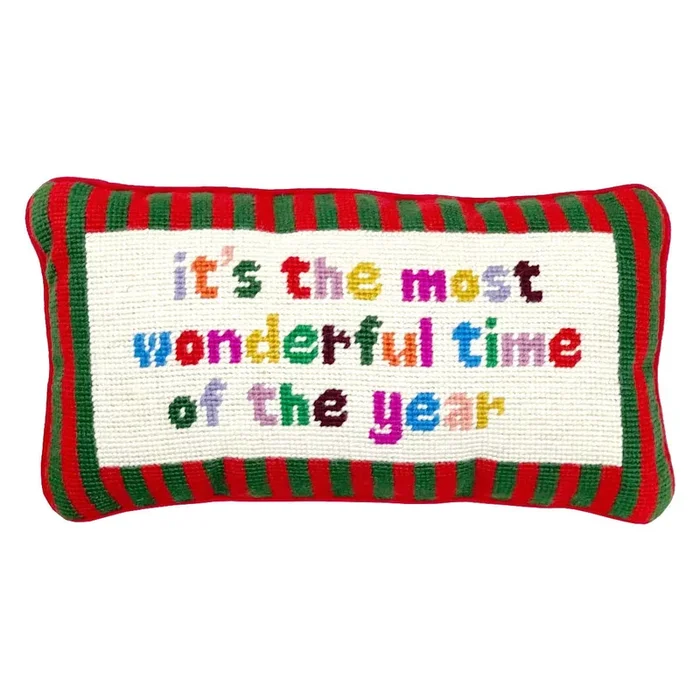 Nearly Wondrous Time of the Year Needlepoint Pillow