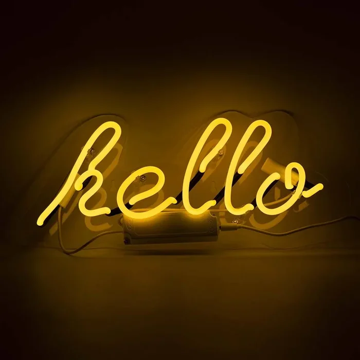 Neon Light ‘hello’ Wall Sign – Yellow or Pink