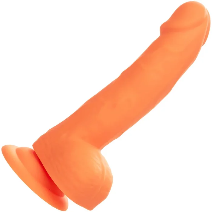 Neon Silicone Studs 6 ” Realistic Suction Cup Dildo With Balls By CalExotics – Orange