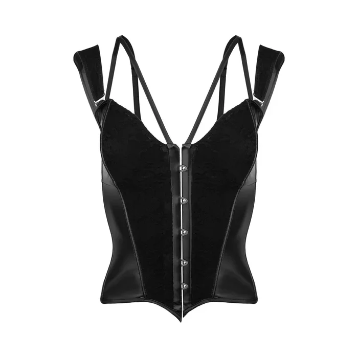 Noir Handmade Corset with Lace and Powerwetlook