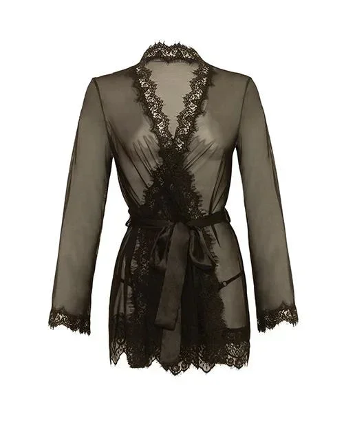 Oh La La Cheri Provence Short Robe with Matching G-String Black