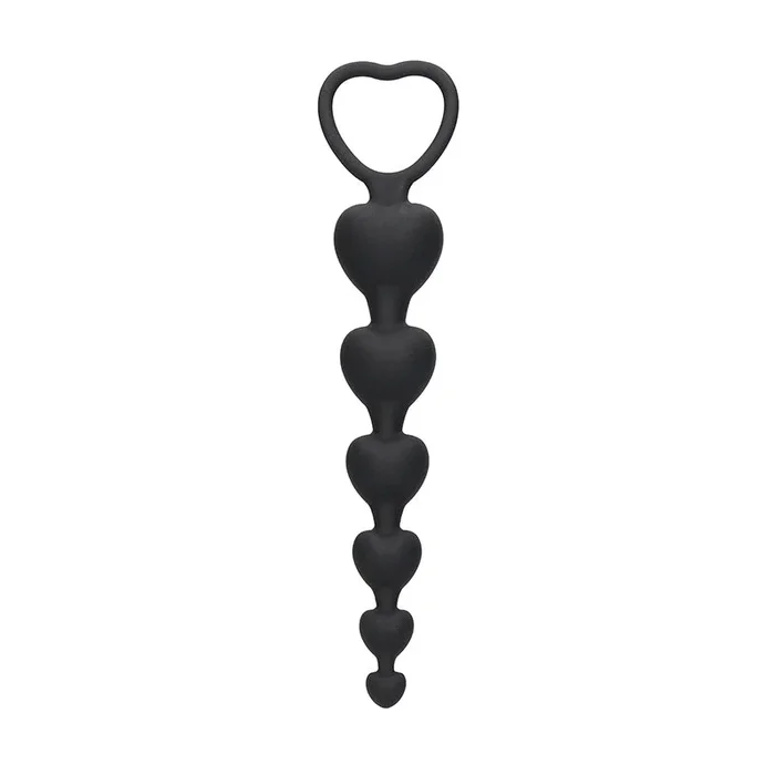 Ouch! Silicone Anal Heart Beads Black