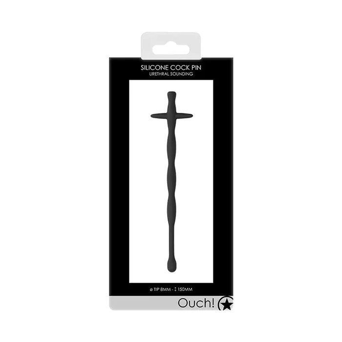 Ouch! Urethral Sound Silicone Cock Pin Black 8 mm