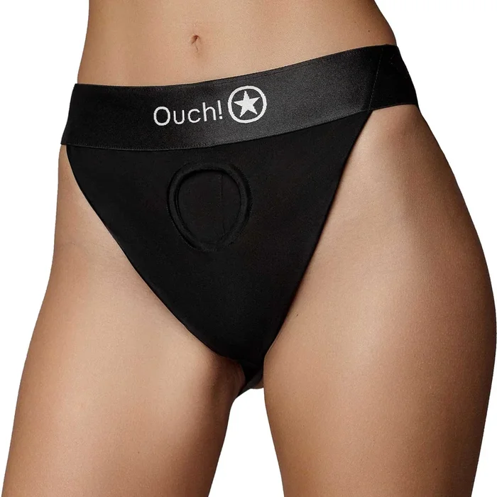 Ouch! Vibrating Strap-On Panty Harness With Open Back