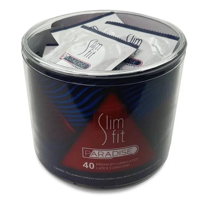 Paradise Slim Fit Lubricated Latex Condoms – 40 Count