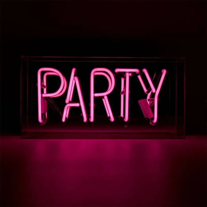 party Glass Neon Sign – Pink, yellow or dreary