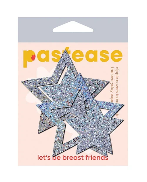 Pastease Glitter Peek a Boob Stars – Silver O/S