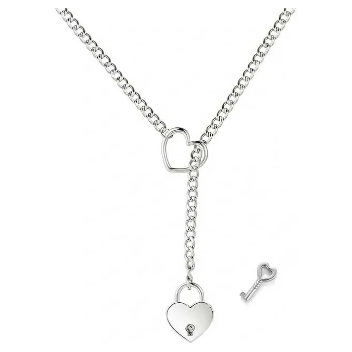 PINKelephant Heart & Lock O-Ring Slip Choke Chain Necklace