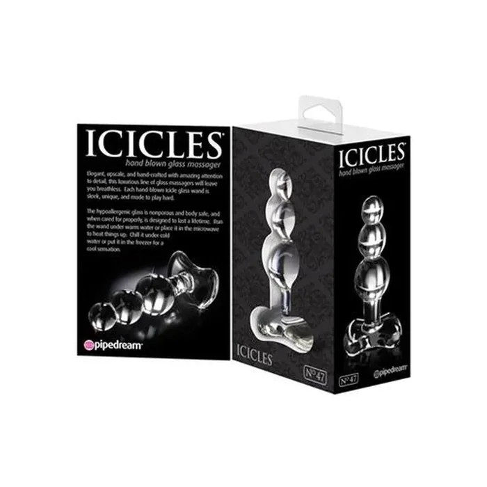 Pipedream “Icicles No 47” Clear Beaded Glass Butt Plug