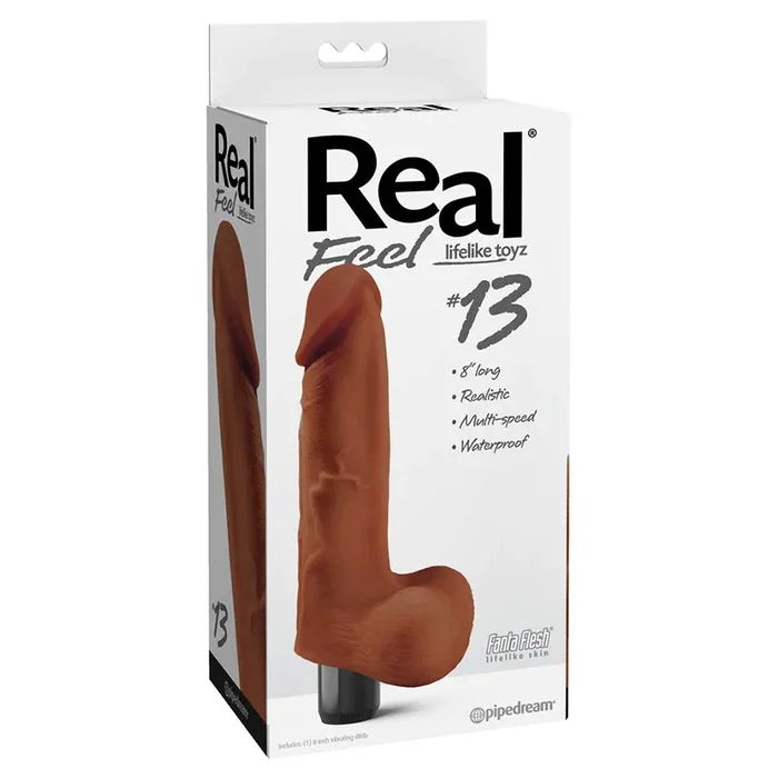 Pipedream Real Palpate Lifelike Toyz No. 13 Realistic 8 Hoosier State. Vibrating Dildo With Balls Brown