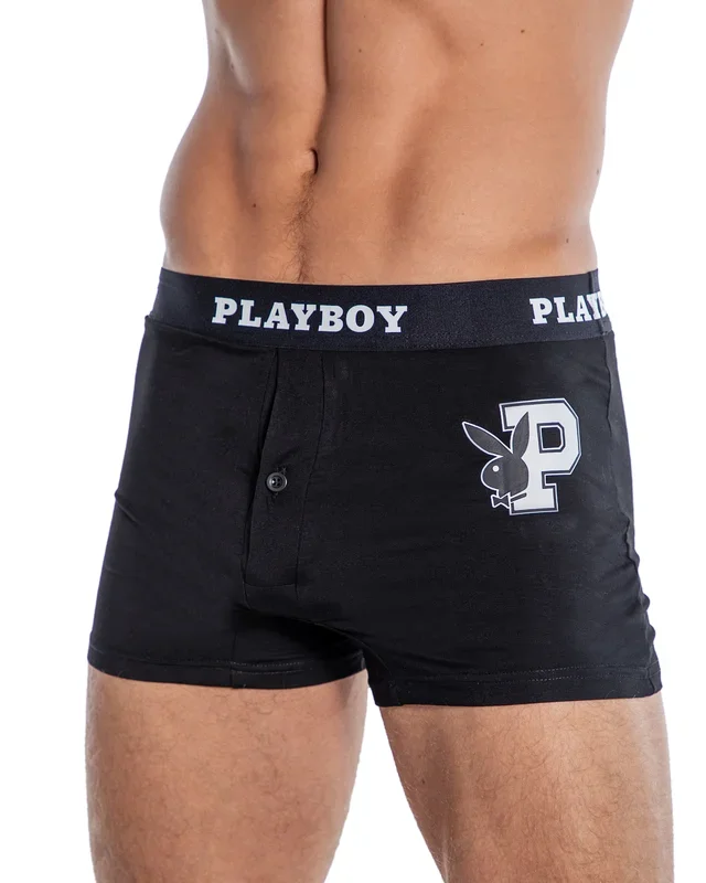 Playboy Mens Varsity Boxer Briefs – Black