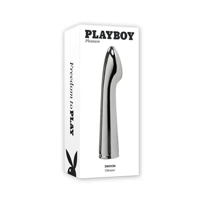 Playboy Swoon Rechargeable Vibrator Aluminum Platinum