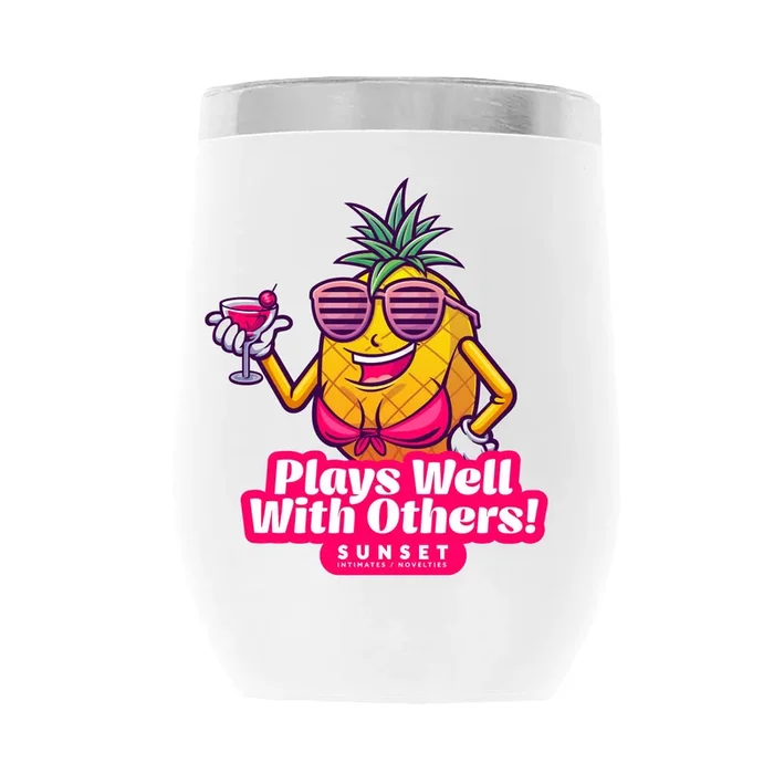 PlaysWellWithOthers_001 12oz WINE TUMBLER-WHITE