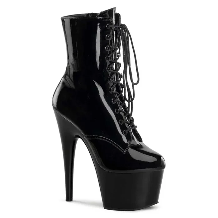 Pleaser Shoes Adore-1020 7 ” Stiletto Heel Lace-Up Platform Ankle Boot Side Zip