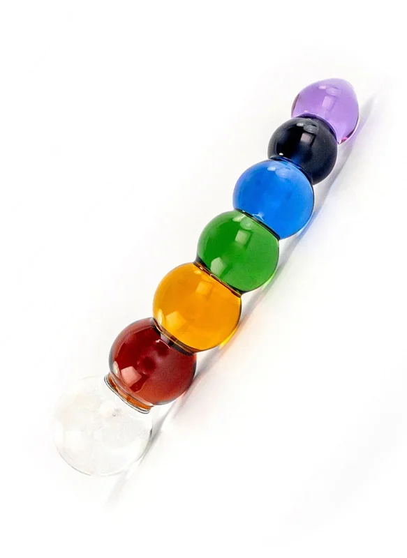 Rainbow Bubble Glass Dildo with Dichroic Bulb