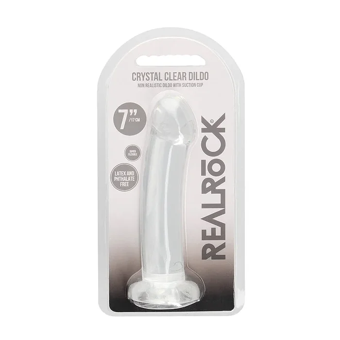 RealRock Crystal Clear Non-Naturalistic 7 inch. Dildo With Suction Cup Clear