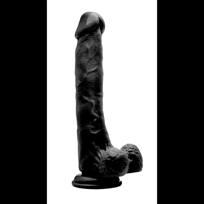 RealRock Realistic 10 Inch Cock with Scrotum Black