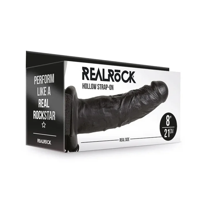 RealRock Realistic 8 inch. Hollow Strap-On Melanise