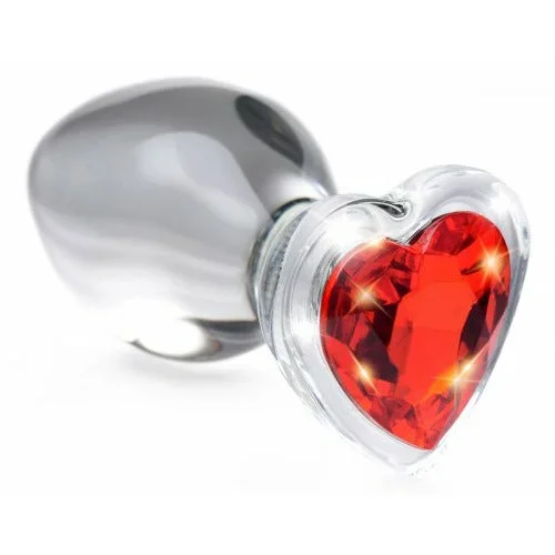 Red Heart Gem Glass Anal Plug – Medium