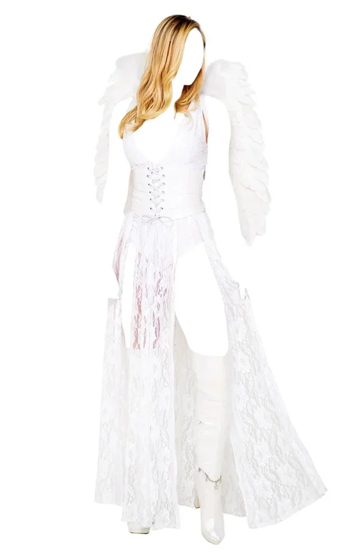 Roma Costume 2 PC Heavens Kiss Angel Vinyl Bodysuit White