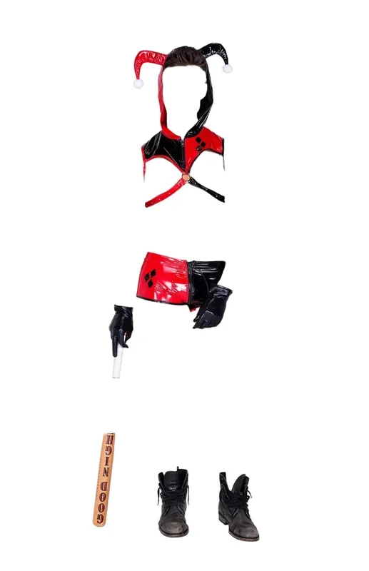 Roma Costume 2 PC Nobody’s Fool Jester Men’s Costume with Hooded Body Harness Black/Red