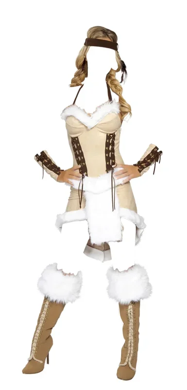 Roma Costume 3 PC American-Indian Language Maiden Costume White
