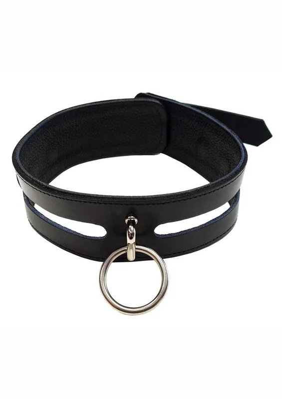 Rouge Leather Fashion Bondage Collar with O-Ring