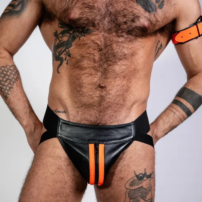ruff GEAR Bold Leather Jockstrap Neon Orange
