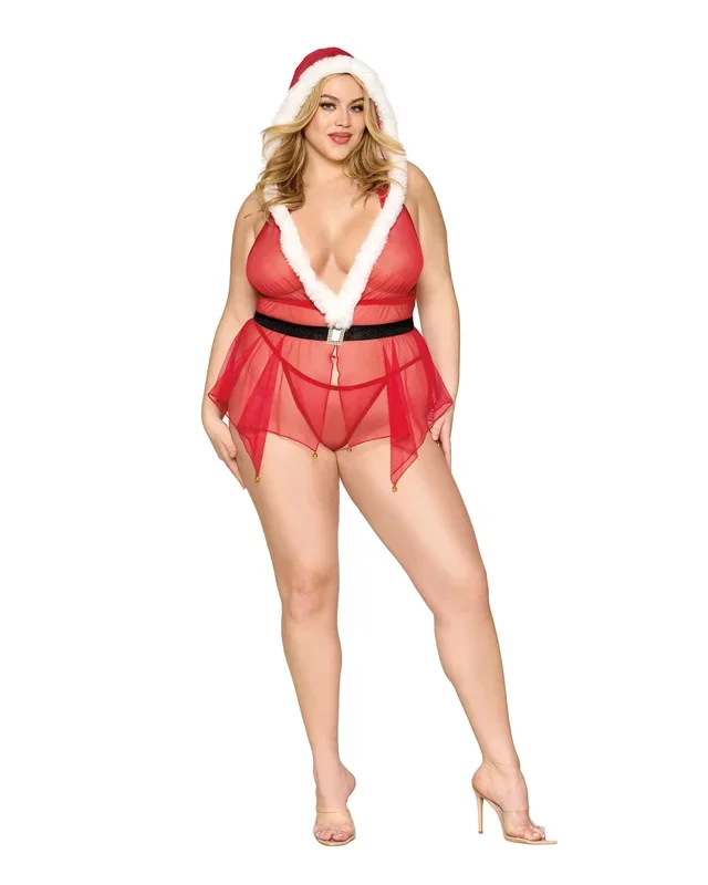 Santa’s Helper Mesh Babydoll Set – Curvy