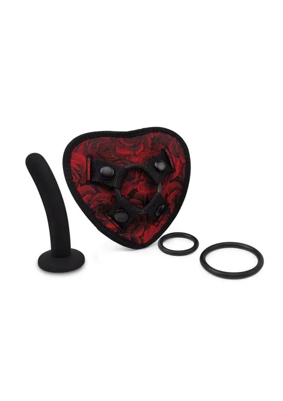 Secret Kisses Rosegasm Strap-On Harness with G-Spot Dildo and Blindfold