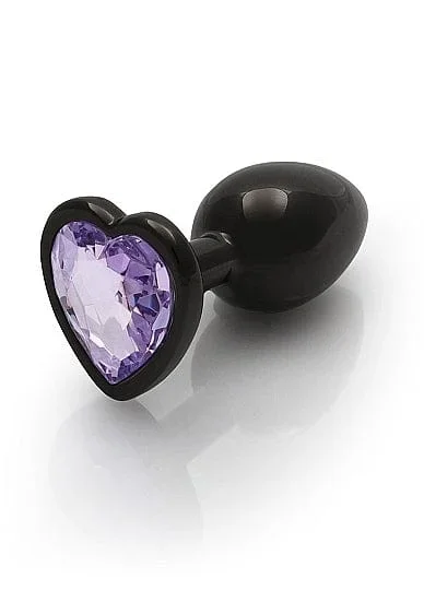 Shots – Ouch! – Heart Gem Butt Plug – Gunmetal / Amethyst