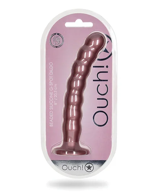 Shots Ouch 8″ Beaded G-Spot Dildo – Rose Gold