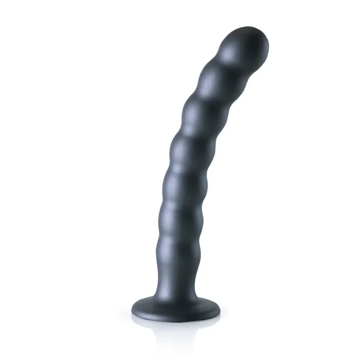 Shots Ouch! Fluid Silicone Beaded G-Spot 8 Inch Dildo – Gun Metal