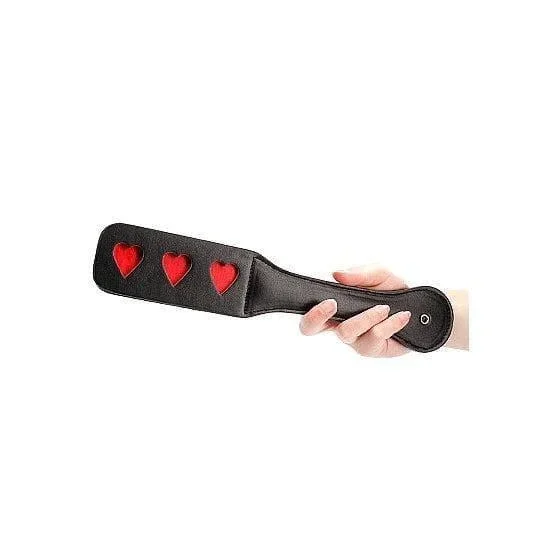 Shots Ouch! Heart Pattern Paddle Black