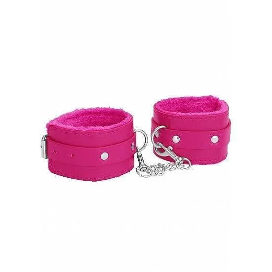 Shots Ouch! Premium Plush Leather Adjustable Wrist Cuffs Pink