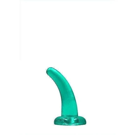 Shots RealRock Crystal Clear Non-Realistic 5 in Curved Dildo With Suction Cup Turquoise