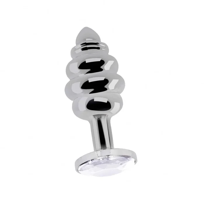 Shots Rich Ribbed Diamond Metal Butt Plug 2.7 Inch – Silver