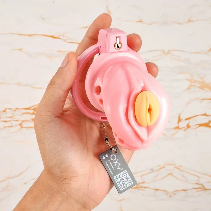 Sissy’s Pink Prison – Lockable Male Chastity Cage in Pink