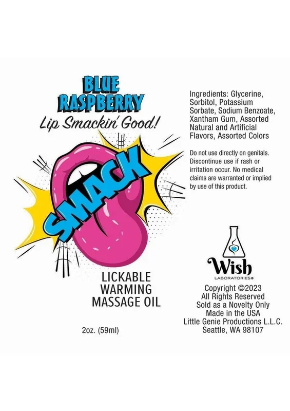 Smack Lickable Massage Oil 2oz – Blue Raspberry