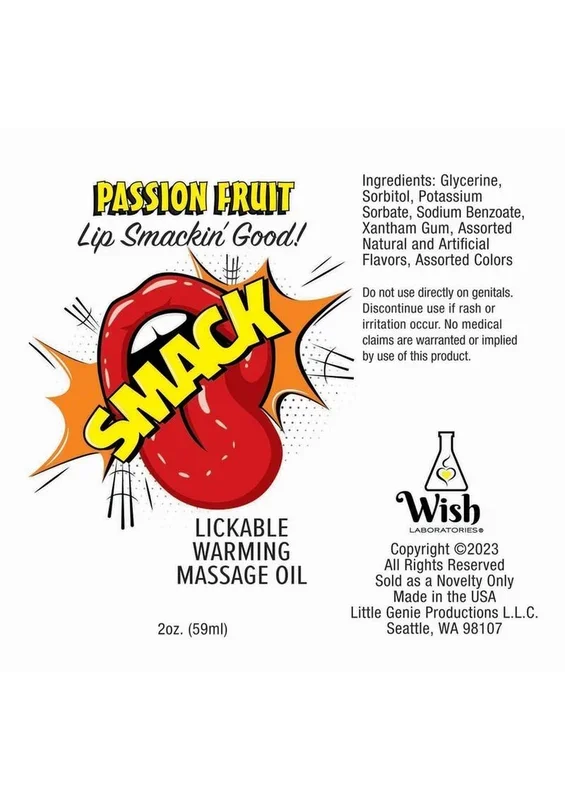 Smack Lickable Massage Oil 2oz – Passion Fruit