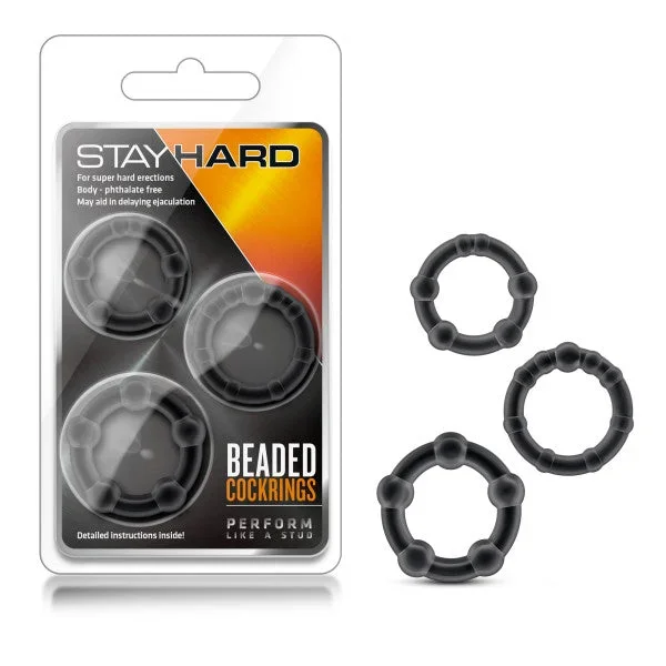 Stay Arduous Beaded Cockrings 3pc Black