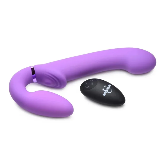 Strap U Ergo-Fit G-Pulse Silicone Rechargeable 10X Dual Dildo Strapless Strap-On with Remote Control